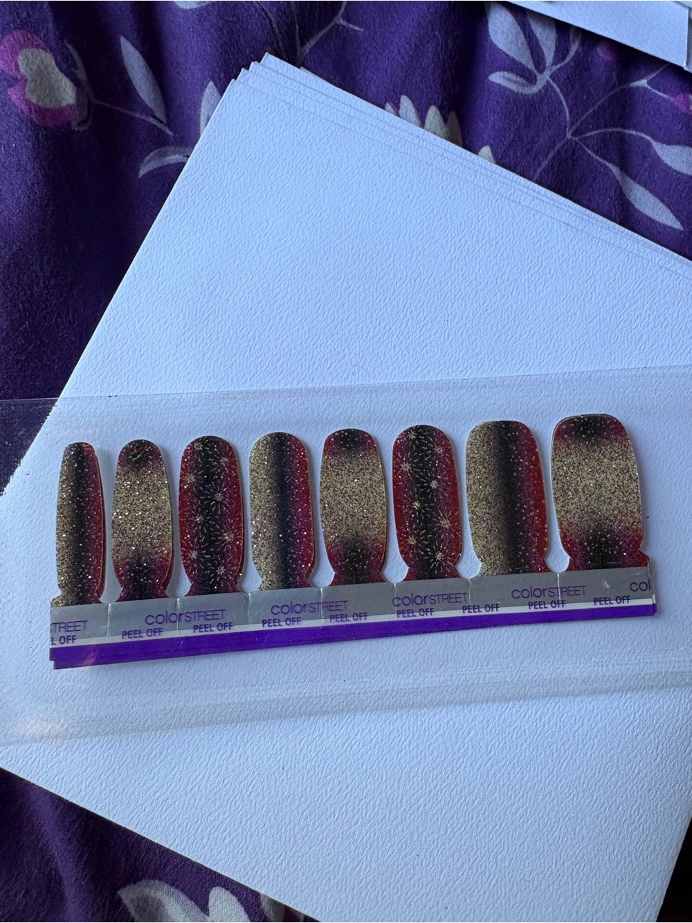 Color Street 'Champagne Sparks' -Burgundy Gold Black Ombre Designs